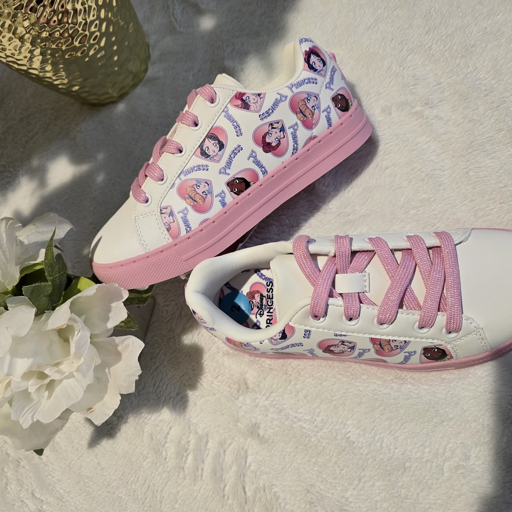 White and Pink Princess Sneakers
